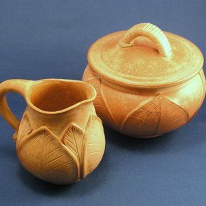 New Fair Trade World of Good Ceramic Sugar Bowl & Creamer Set Handmade in Bali